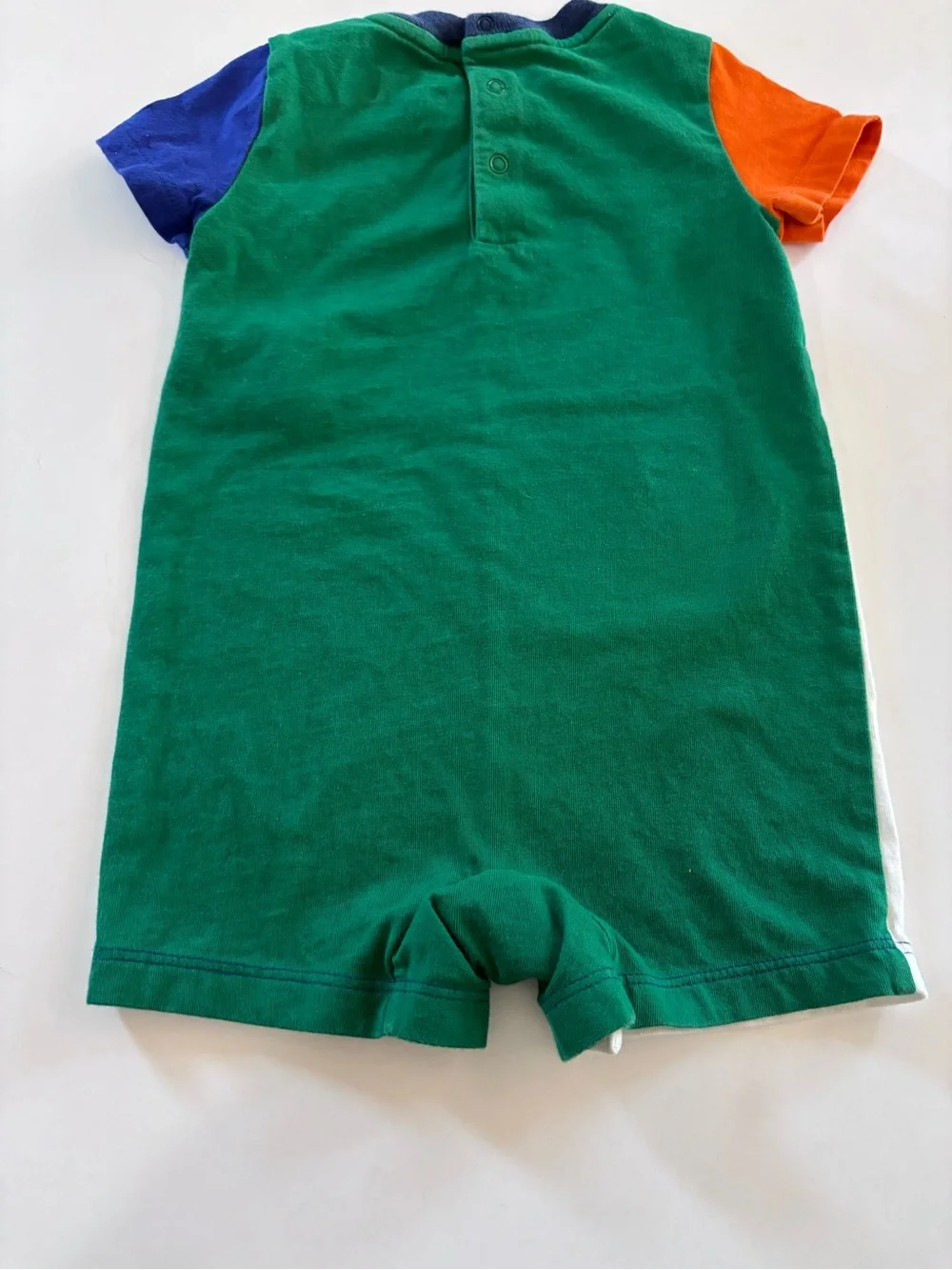 RALPH LAUREN Colorblock Shortall  Onesie Orange Blue White Green Size 9 Months